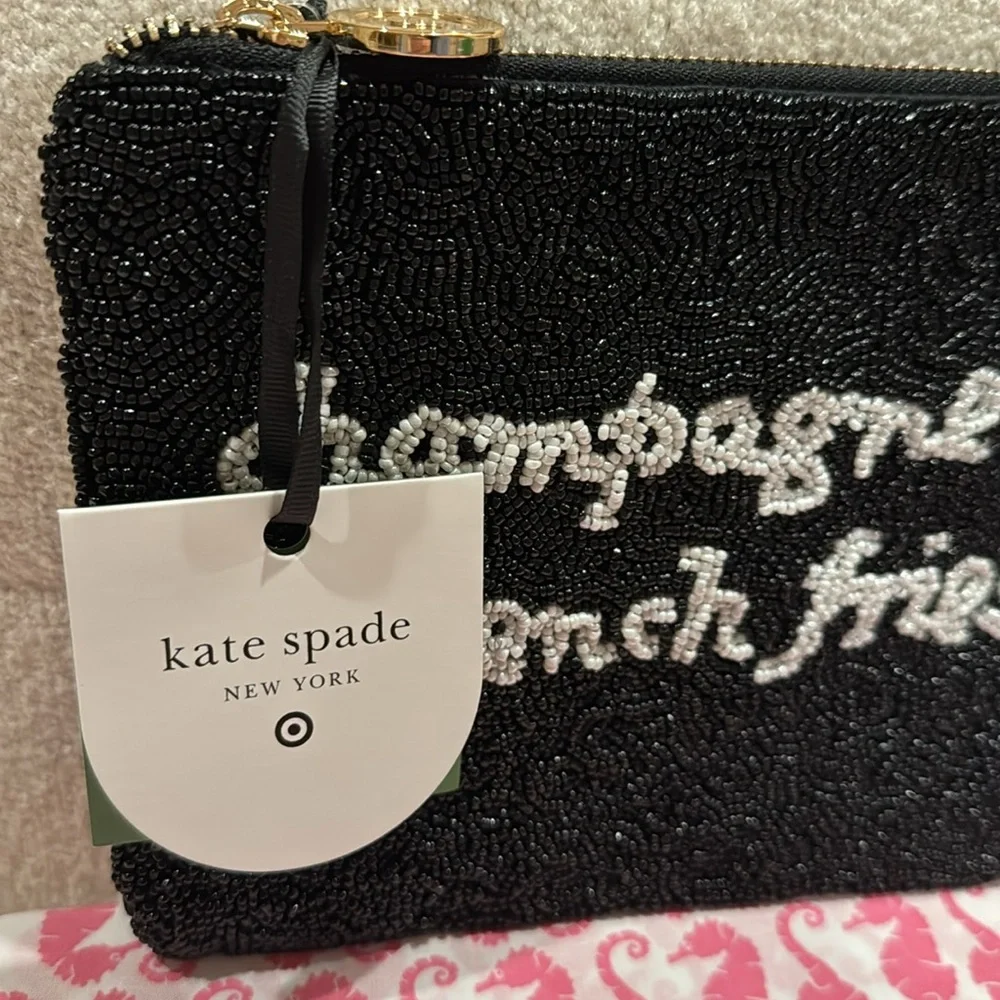 KATE SPADE x Target Beaded Black Clutch Champagne and French Fries NWT - Picture 7 of 7